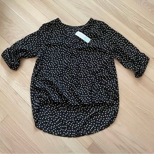 West Kei black polka dot allan surplice rolltab high low blouse S